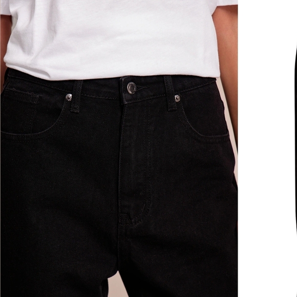 NWTPrettyLittleThing Charcoal Washed Black High Waist StraightLeg DenimJean sz 8 - Picture 5 of 14